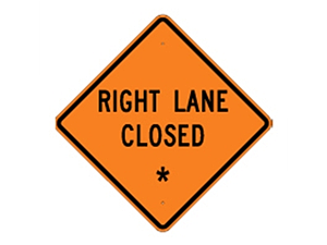 Picture of Right Lane Closed Sign (W20-5R*27)