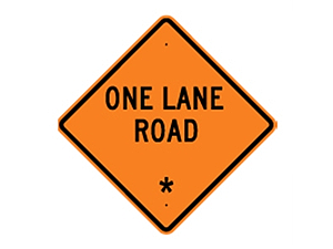 Picture of One Lane Road Sign (W20-4*27)